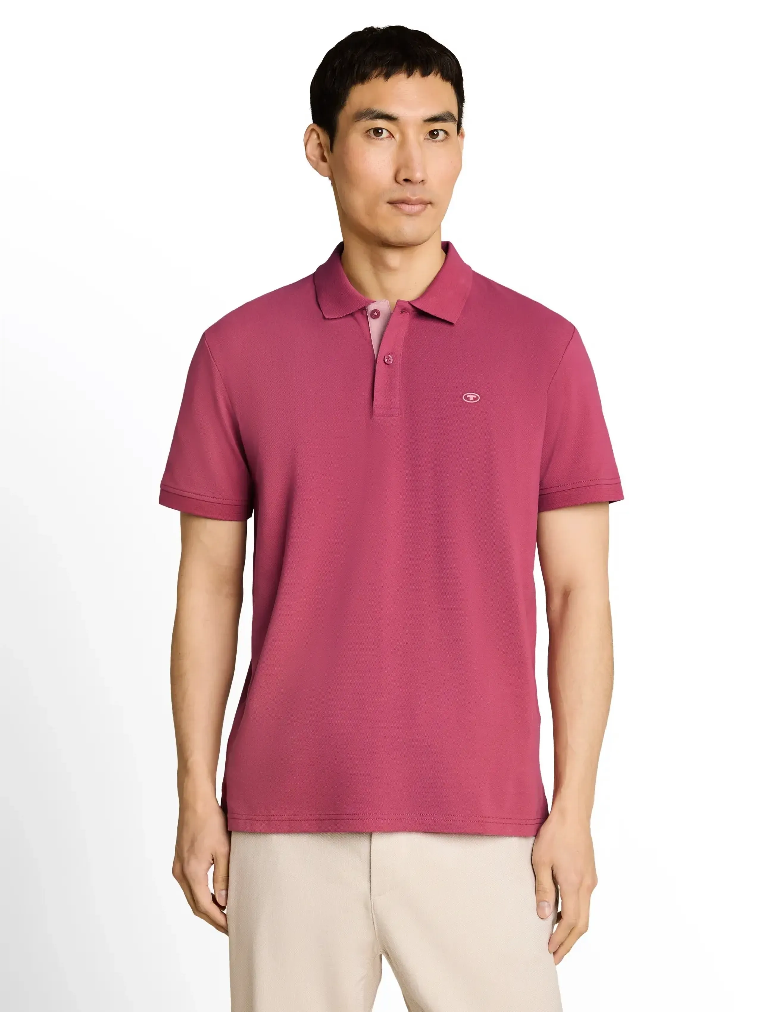 Tom Tailor - basic polo with contrast - short-sleeved polos - wine rose pink - 3