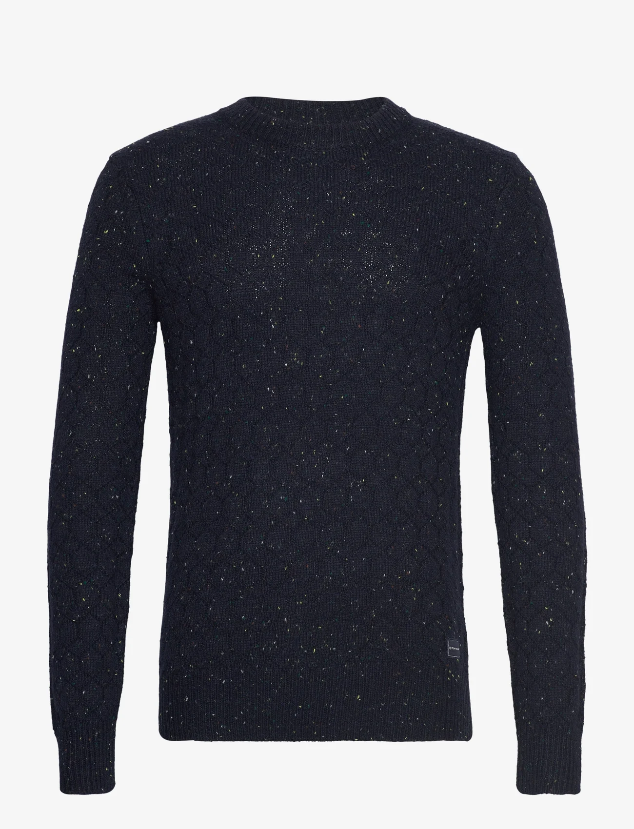Tom Tailor - nep structured knit pullover - perusneuleet - navy melange nep structure - 0