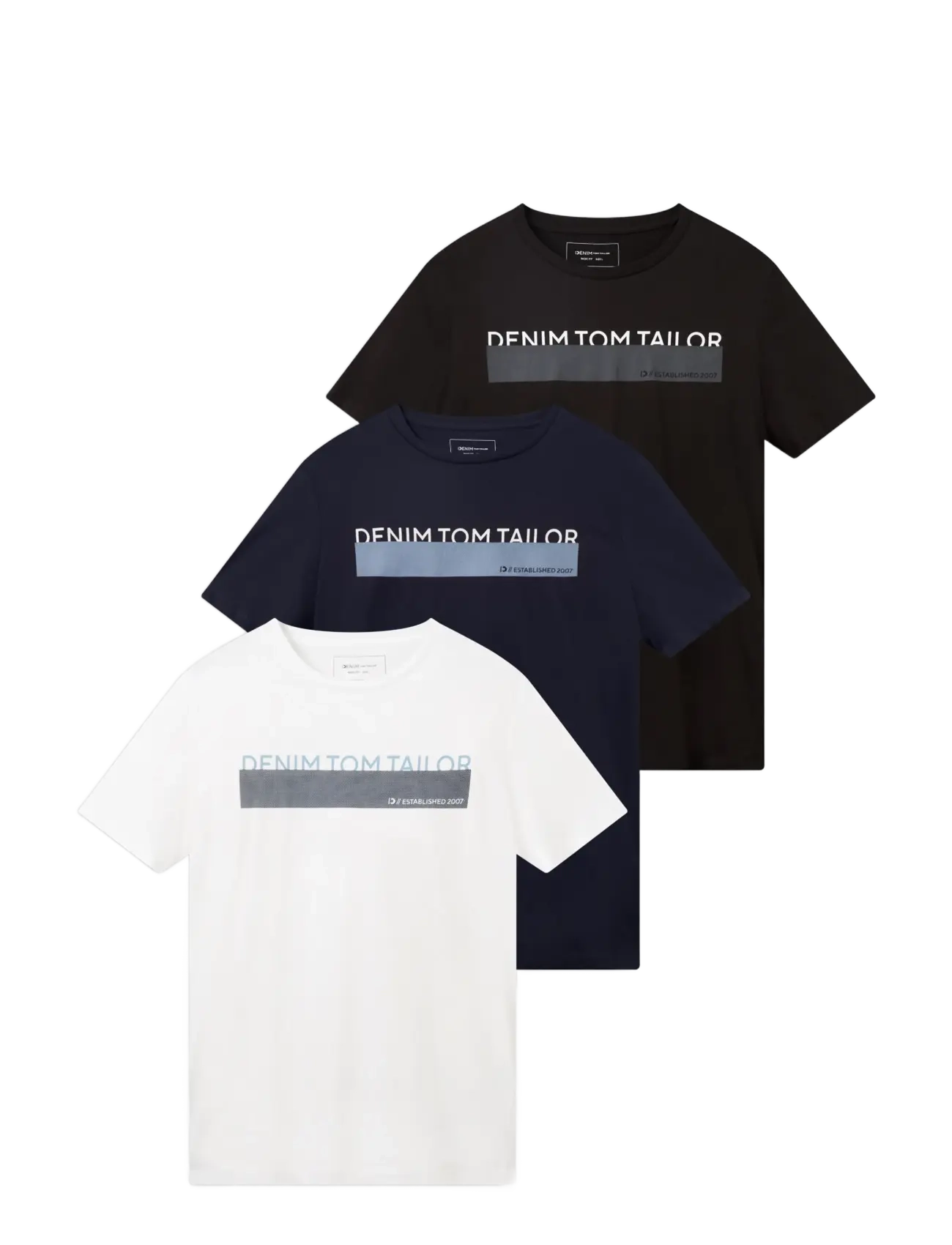 TOM TAILOR Triplepack T-Shirt, Packaging Schwarz - S - Herren