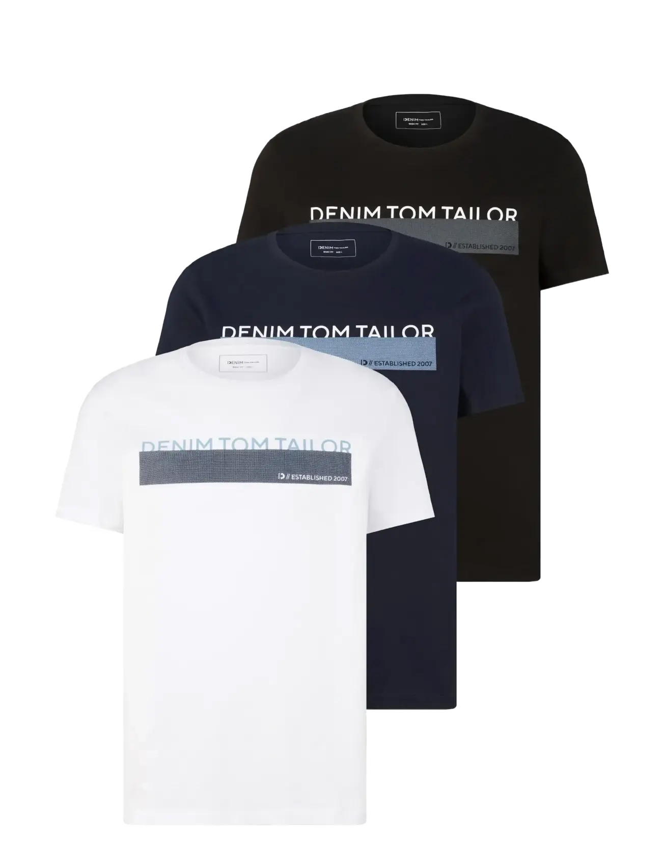 Tom Tailor triplepack t-shirt, packaging - T-shirts - BLACK / black