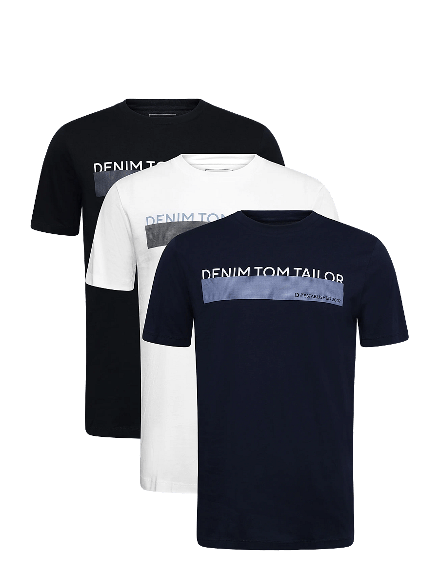 Tom Tailor - triplepack t-shirt, packaging - kortærmede t-shirts - black - 1