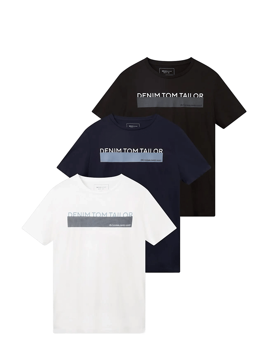 Tom Tailor - triplepack t-shirt, packaging - kurzärmelige t-shirts - black - 1