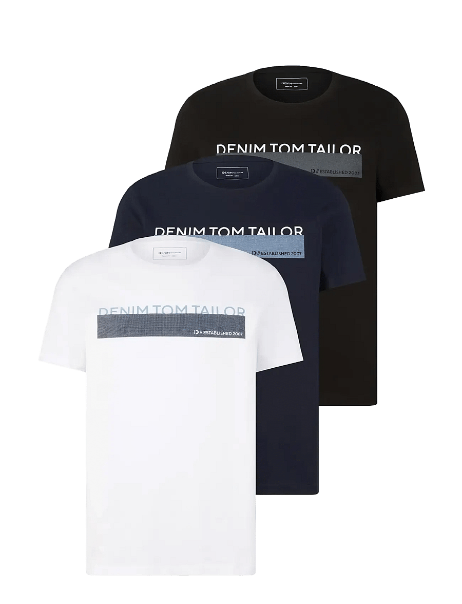 Tom Tailor - triplepack t-shirt, packaging - kortermede t-skjorter - black - 1