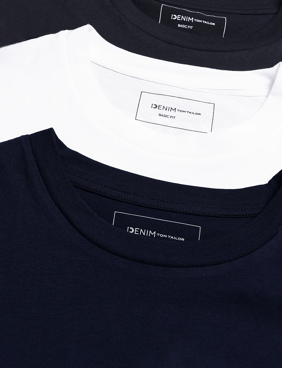 Tom Tailor - triplepack t-shirt, packaging - kortærmede t-shirts - black - 5