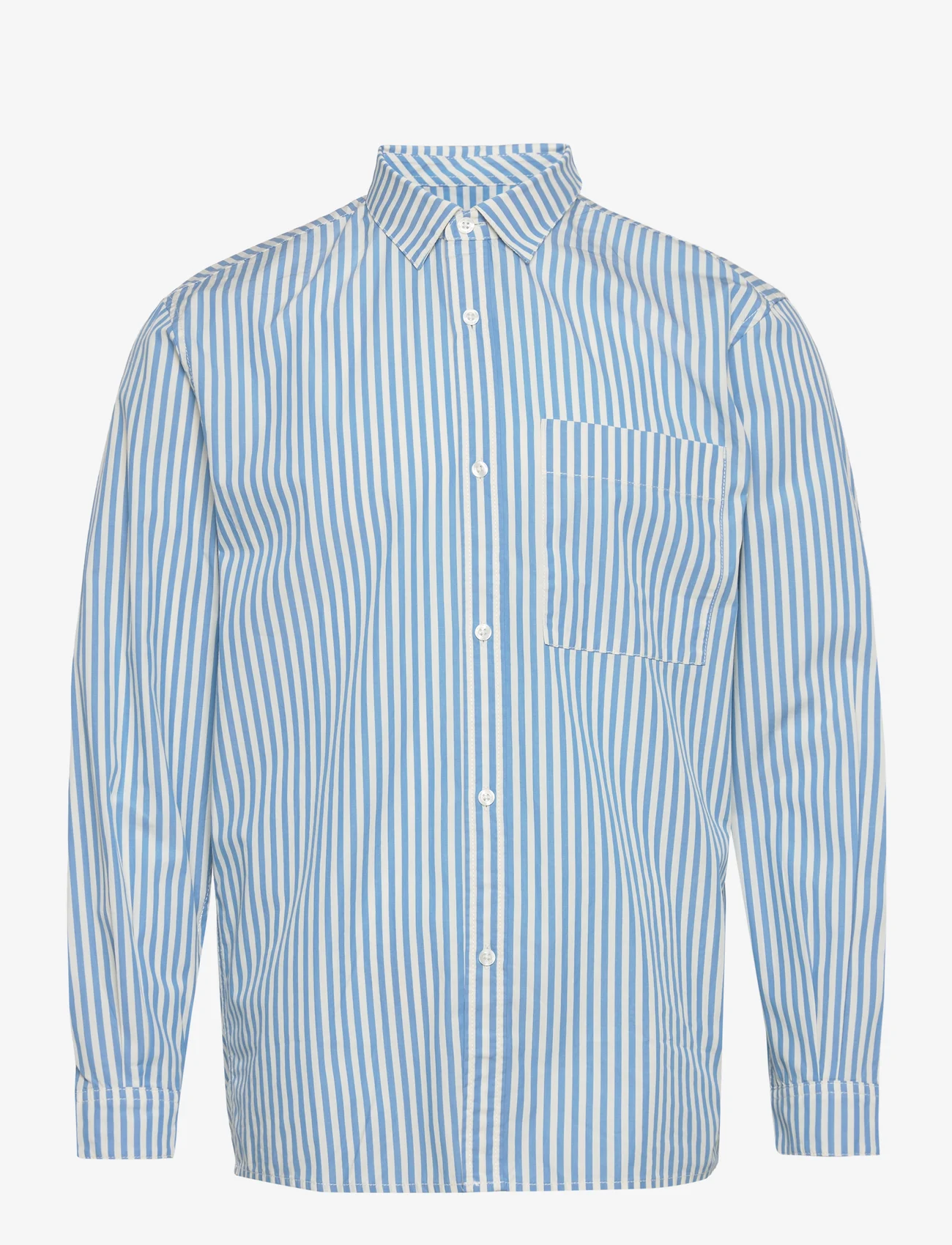 Tom Tailor - relaxed stripe shirt - casual skjortor - sky blue off white stripe - 0