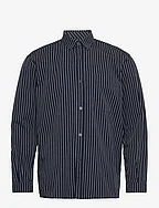 relaxed stripe shirt - NAVY OFF WHITE STRIPE