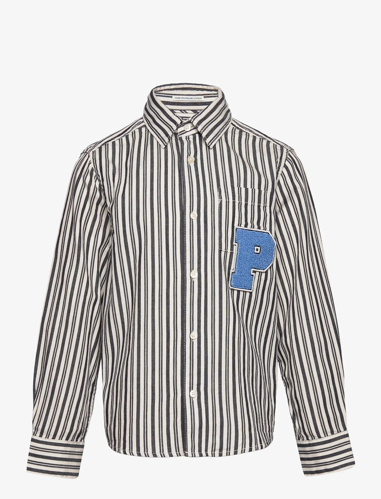 Tom Tailor - striped artwork shirt - langärmlige hemden - navy off white stripe - 0