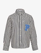 striped artwork shirt - NAVY OFF WHITE STRIPE