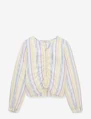 cropped printed ruched blouse - VERTICAL MULTICOLOR STRIPE