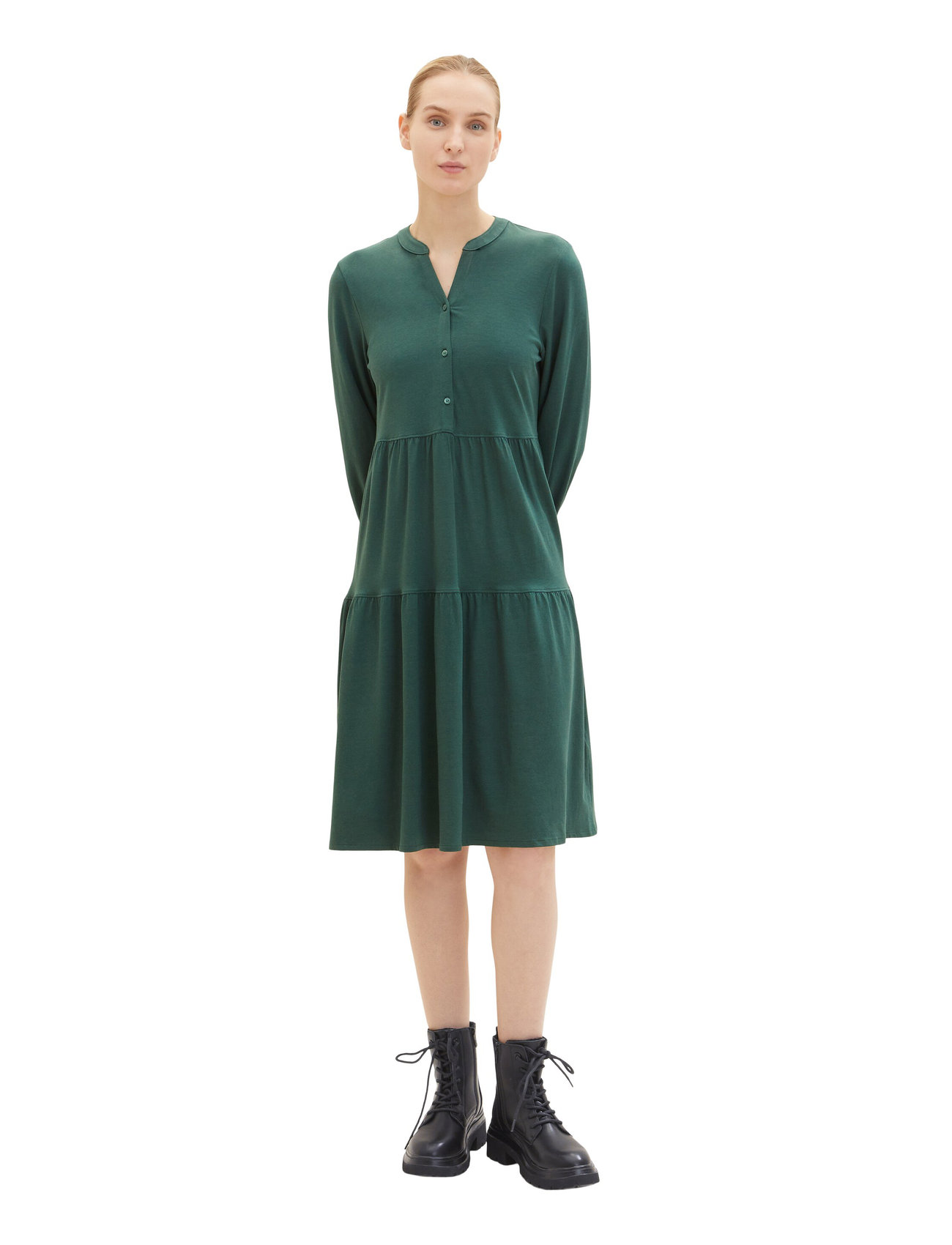 Tom Tailor - dress jersey with volants - pineneedle green - 1