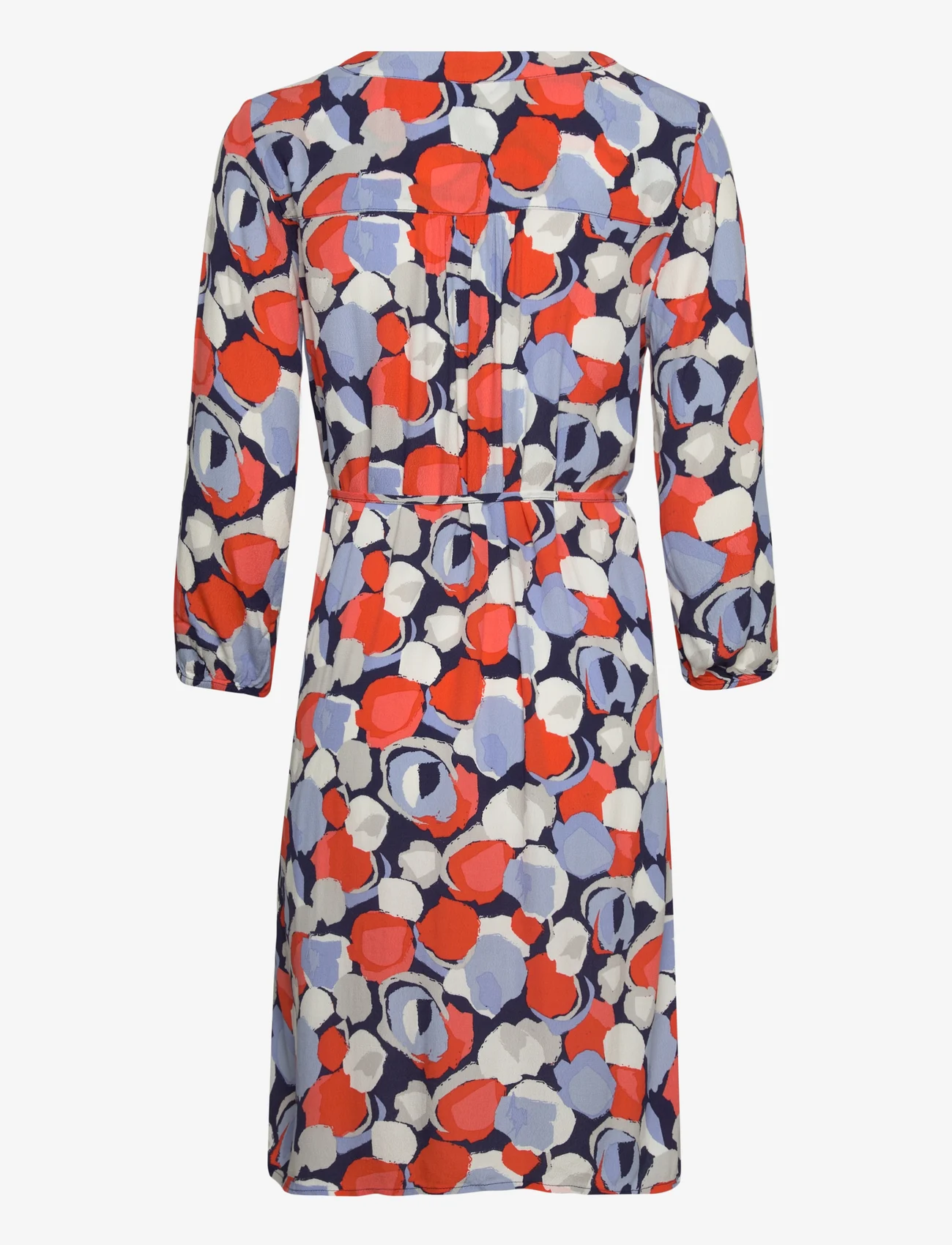 Tom Tailor - printed dress with v-neck - short dresses - navy flower design - 1