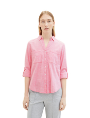 Tom Tailor - blouse with slub structure - long-sleeved shirts - carmine pink - 4