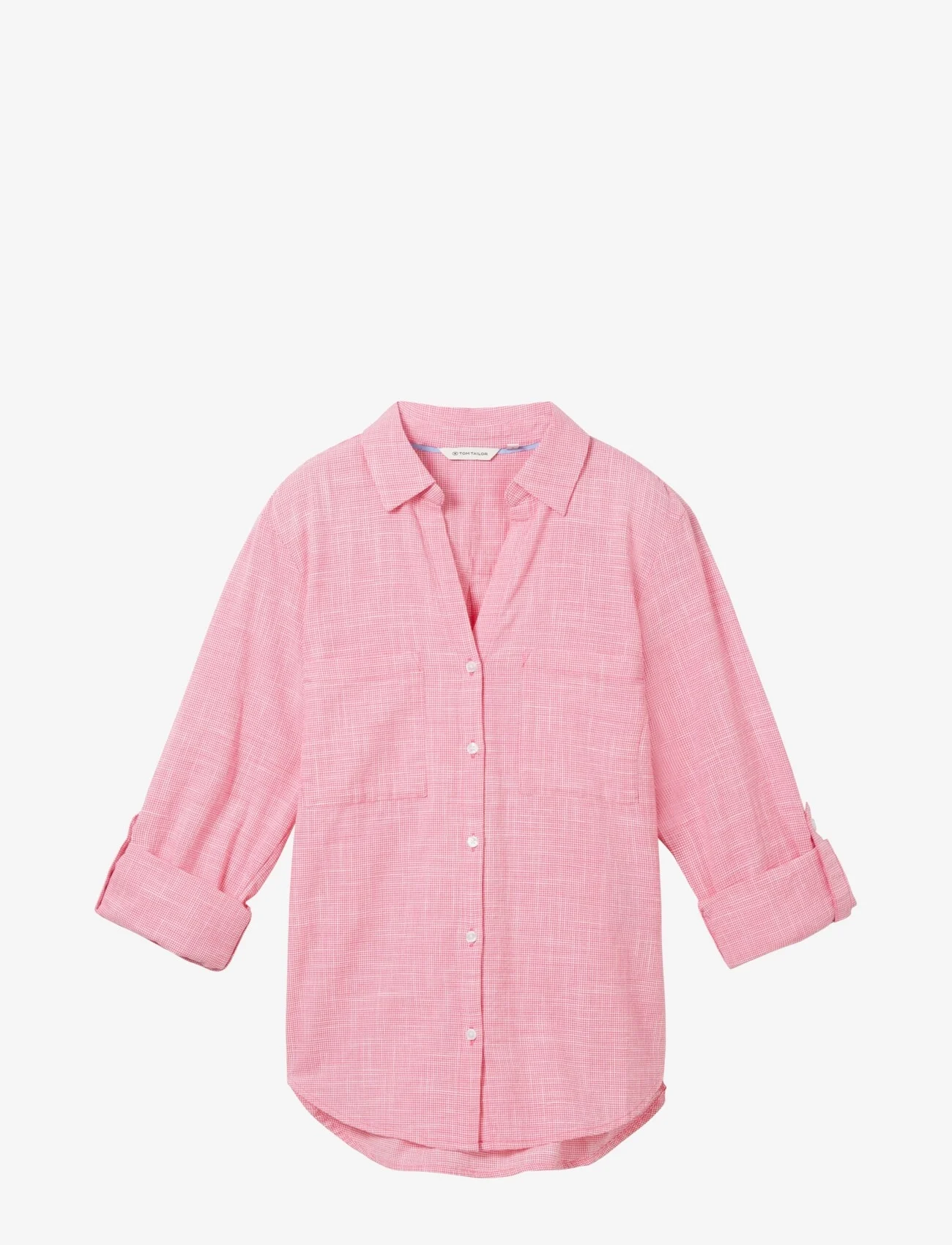 Tom Tailor - blouse with slub structure - long-sleeved shirts - carmine pink - 0