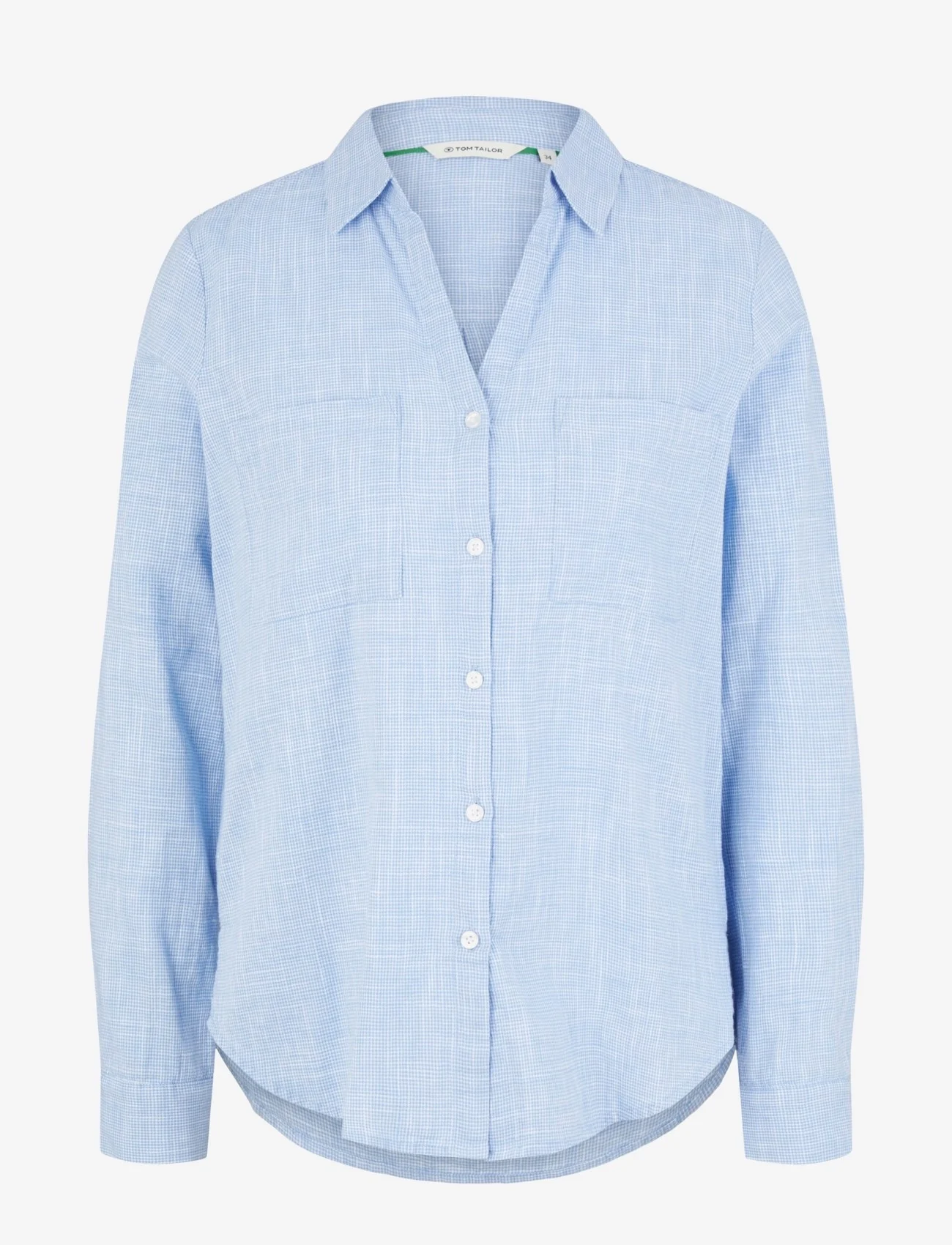 Tom Tailor - blouse with slub structure - long-sleeved shirts - dreamy blue - 0