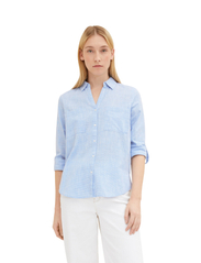 Tom Tailor - blouse with slub structure - krekli ar garām piedurknēm - dreamy blue - 2