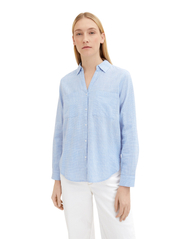 Tom Tailor - blouse with slub structure - long-sleeved shirts - dreamy blue - 5