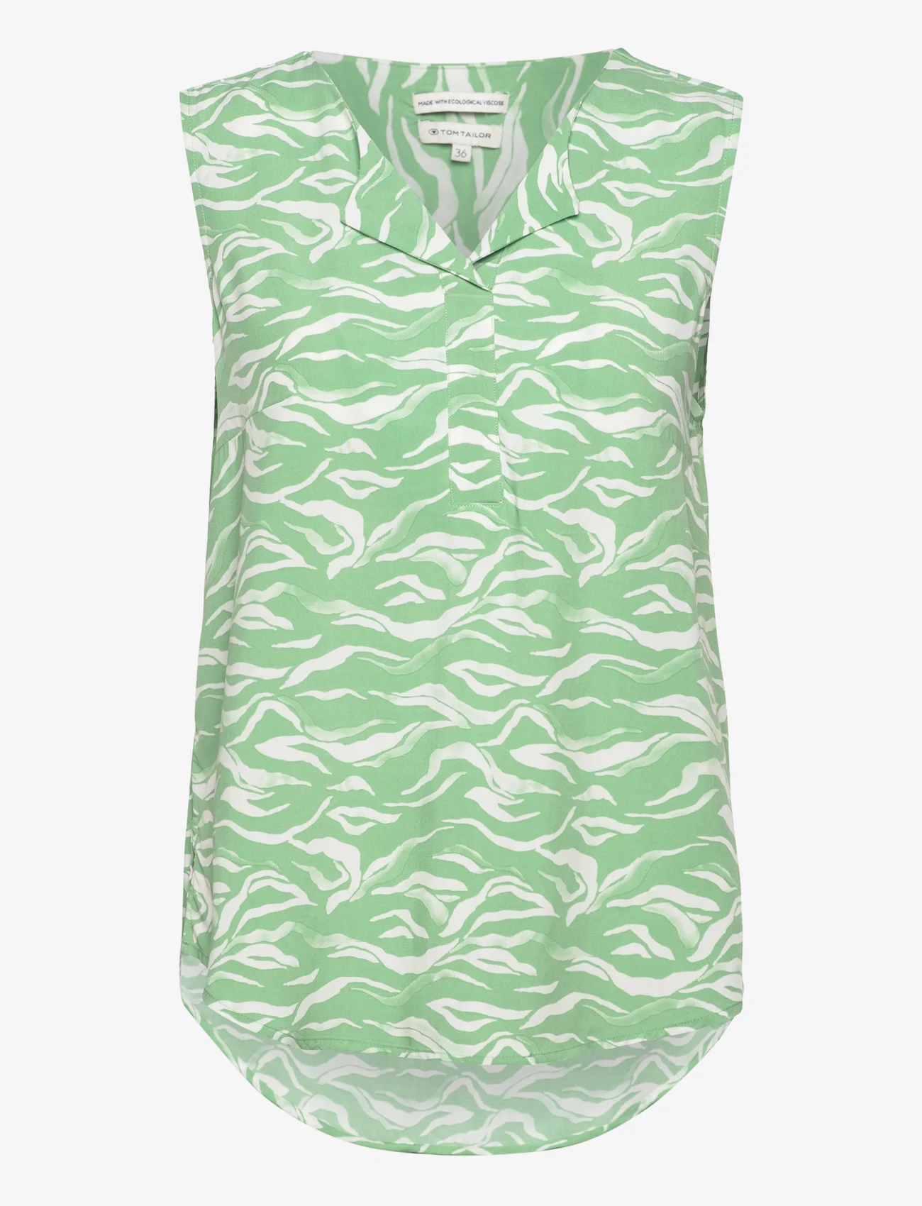 Tom Tailor - blouse top printed - hihattomat puserot - green small wavy design - 0