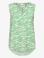 blouse top printed - GREEN SMALL WAVY DESIGN