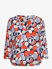 Tom Tailor - blouse V-neck - langærmede bluser - navy flower design - 0