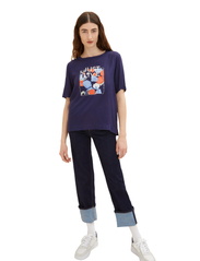 Tom Tailor - T-shirt fabric mix with print - atlantic ocean blue - 1