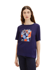 Tom Tailor - T-shirt fabric mix with print - atlantic ocean blue - 4