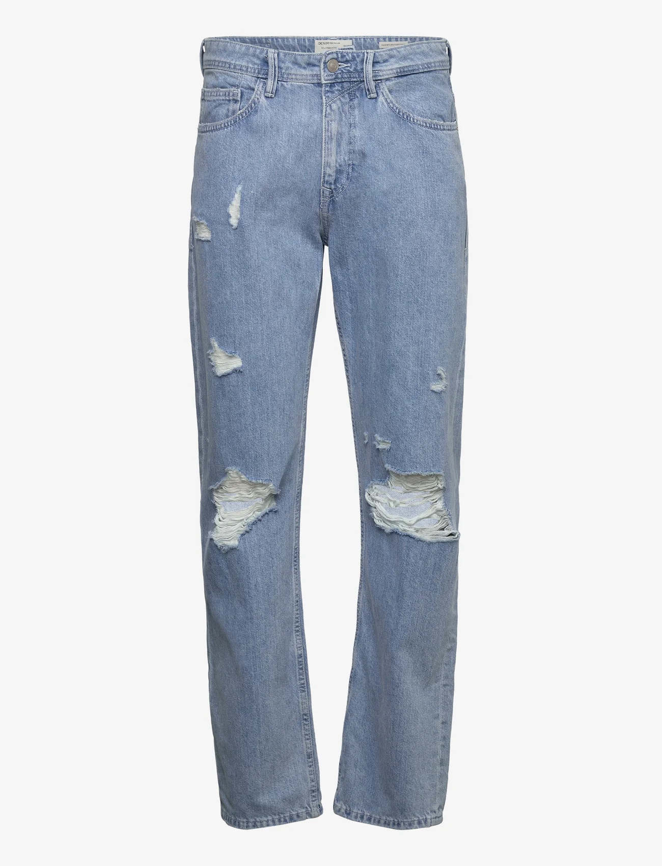 Tom Tailor - DENIM TOM TAILOR 90s straight - regular jeans - destroyed bleached blue denim - 0