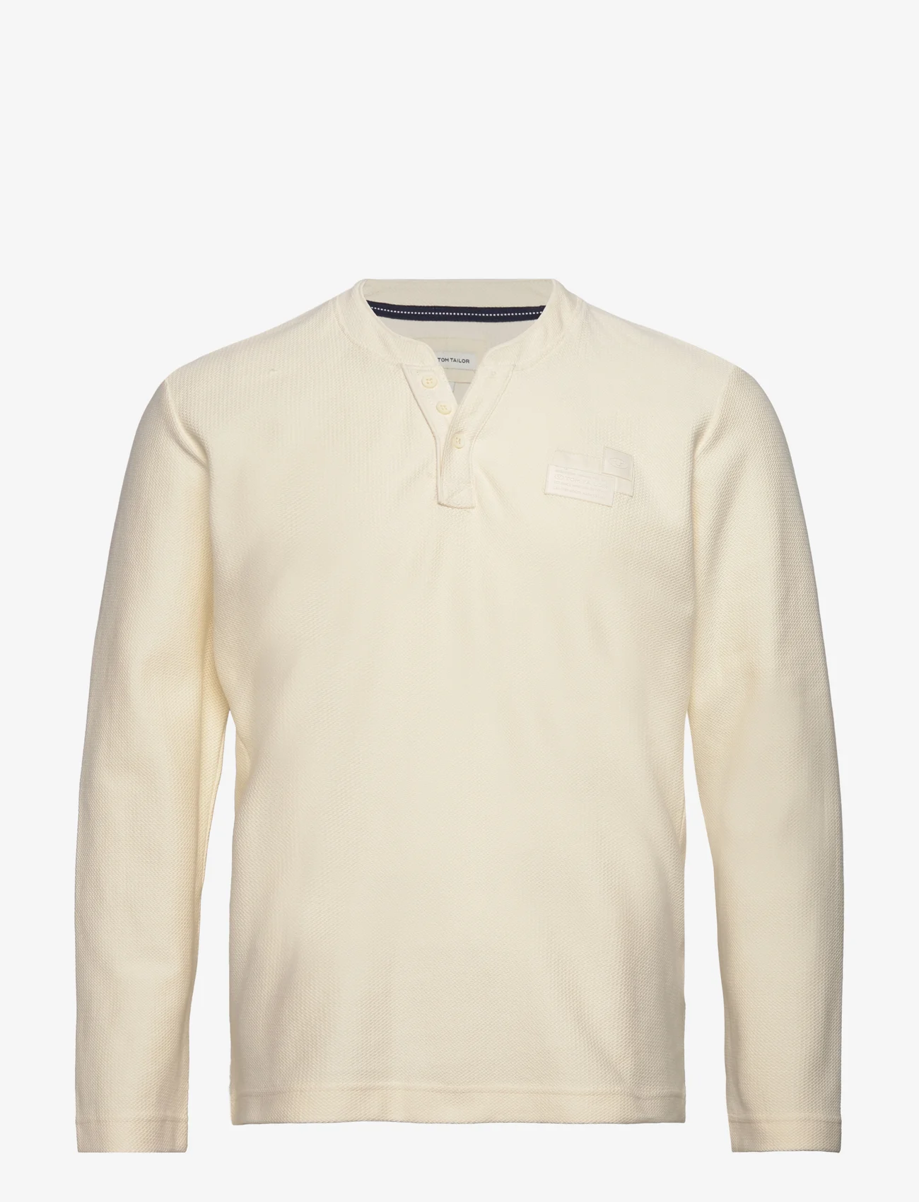 Tom Tailor - structured longsleeve serafino - basis-t-skjorter - vintage beige - 0