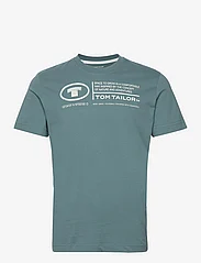 Tom Tailor - printed crewneck t-shirt - laveste priser - deep bluish green - 0