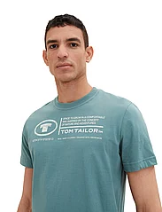 Tom Tailor - printed crewneck t-shirt - laveste priser - deep bluish green - 4
