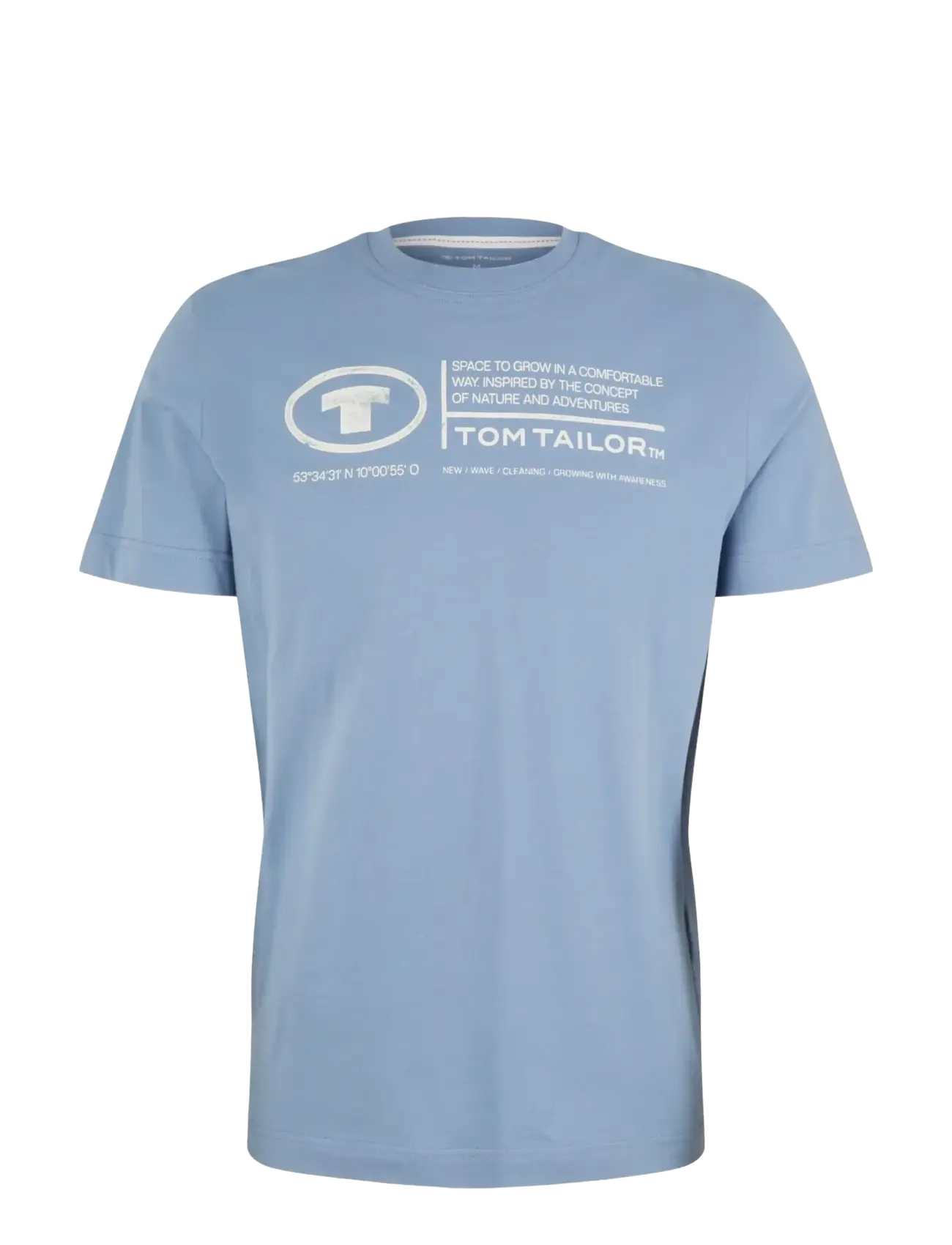 printed crewneck t-shirt - GREYISH MID BLUE