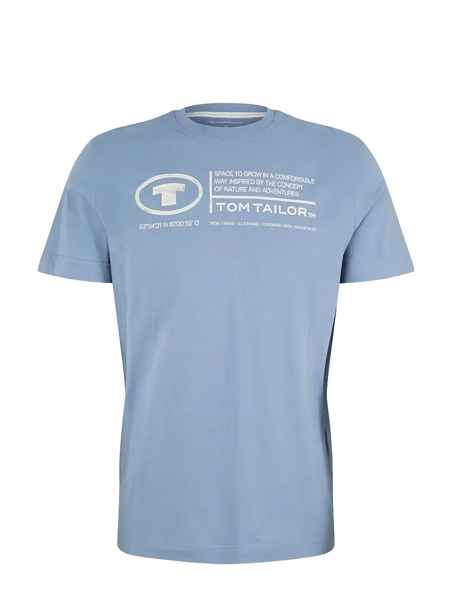 Tom Tailor - printed crewneck t-shirt - kurzärmelig - greyish mid blue - 1