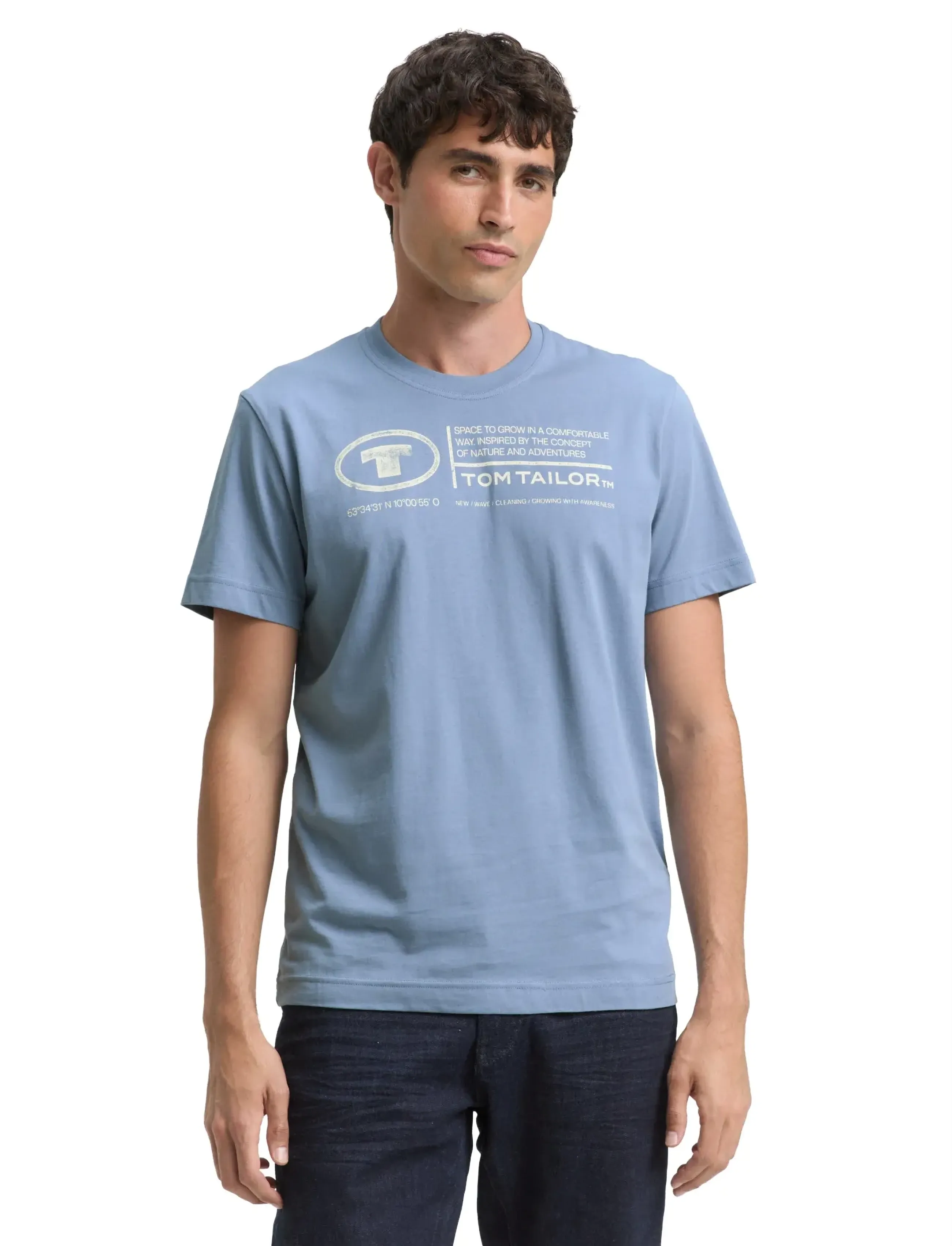 Tom Tailor - printed crewneck t-shirt - lägsta priserna - greyish mid blue - 3