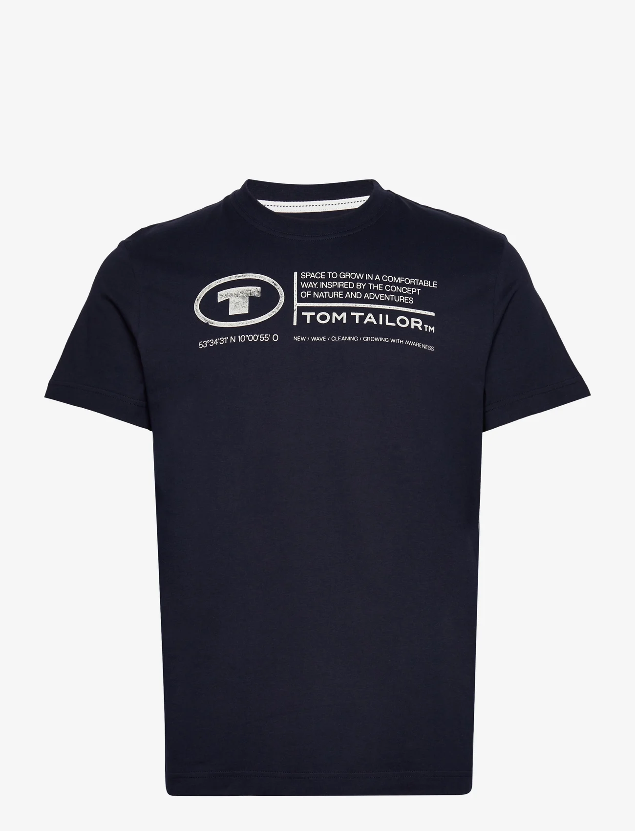 Tom Tailor - printed crewneck t-shirt - laveste priser - sky captain blue - 0