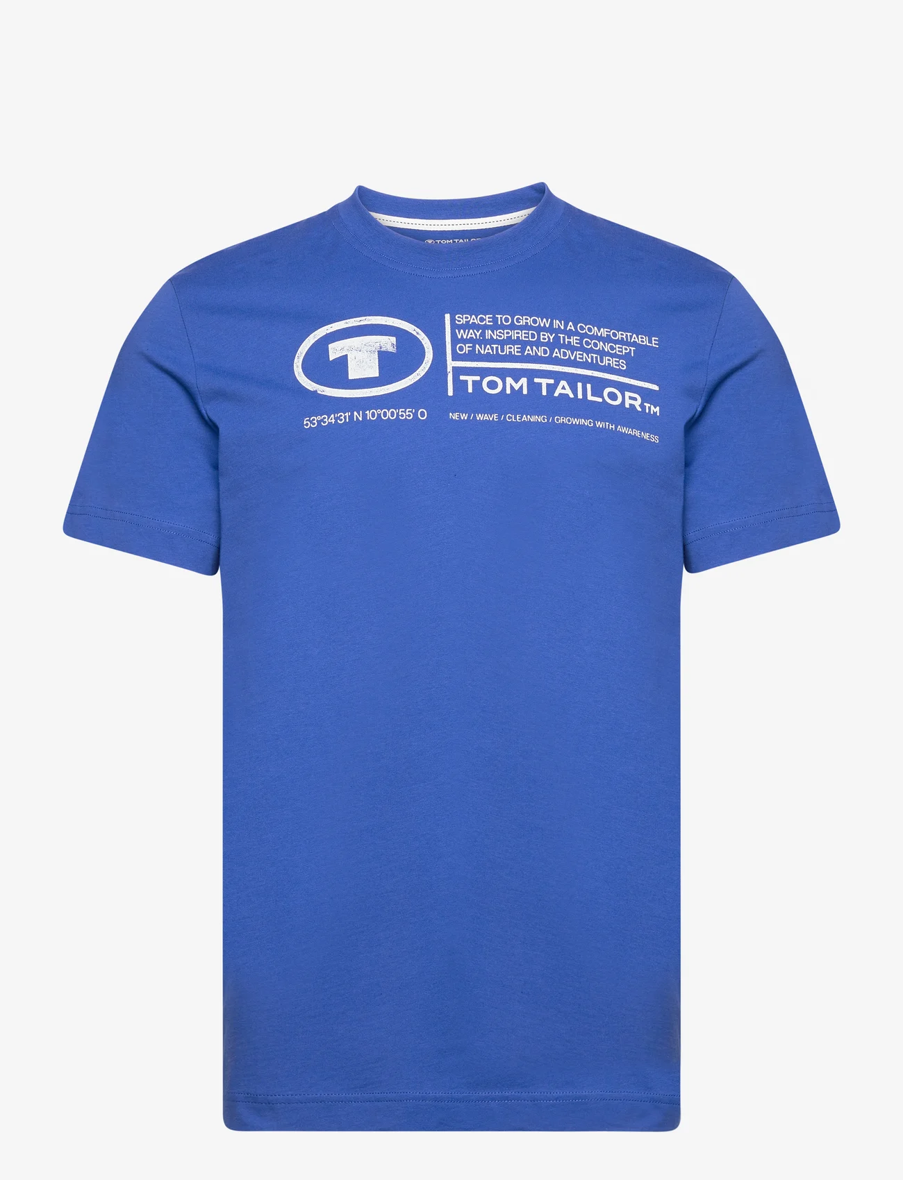 Tom Tailor - printed crewneck t-shirt - laveste priser - sure blue - 0