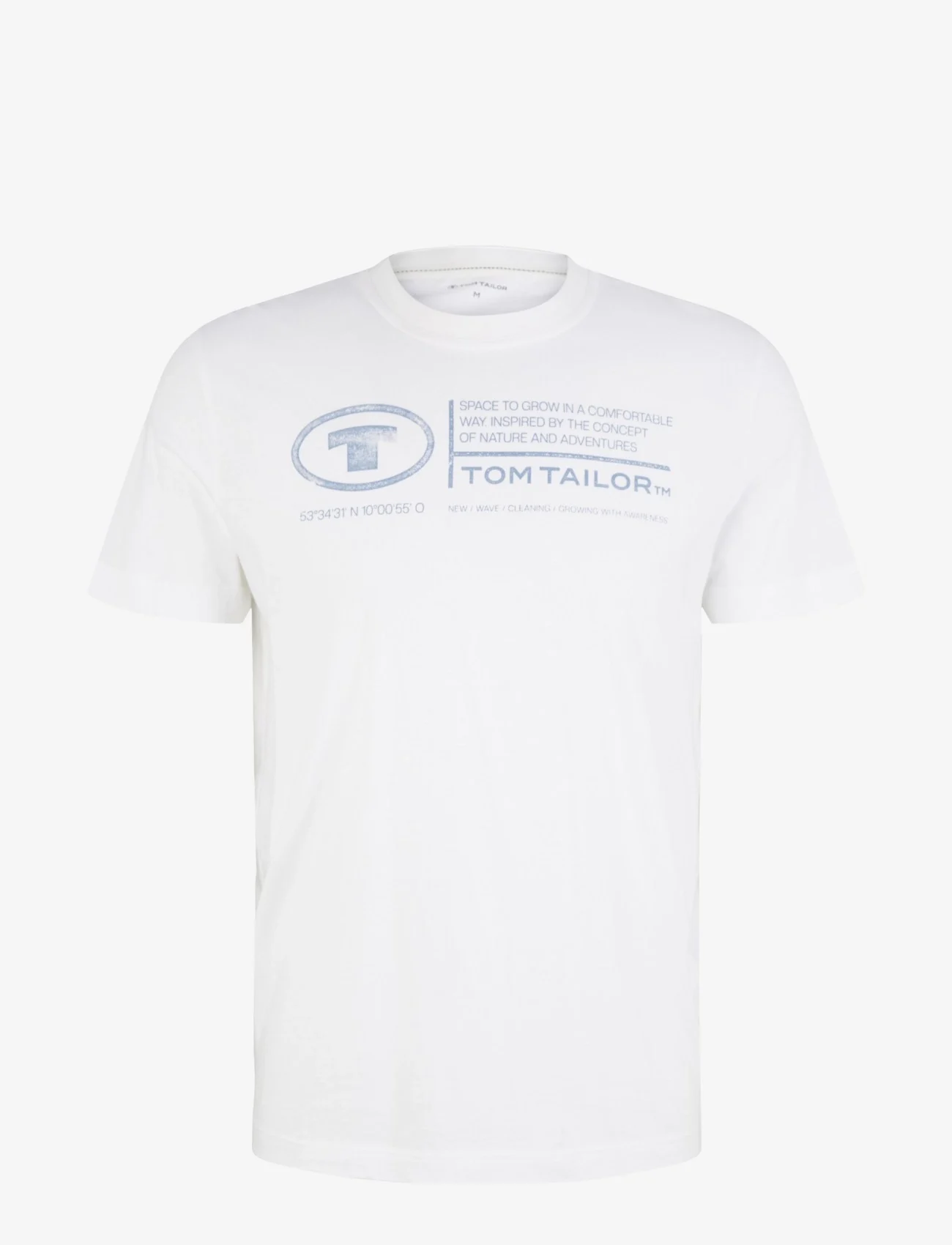 Tom Tailor - printed crewneck t-shirt - alhaisimmat hinnat - white - 0