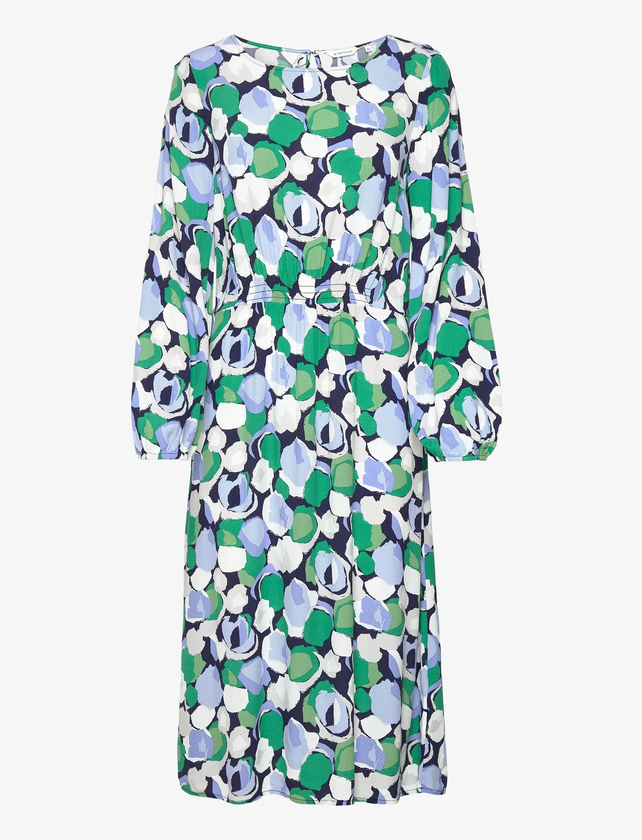 Tom Tailor - dress with smocking detail - vidutinio ilgio suknelės - green flower design - 0