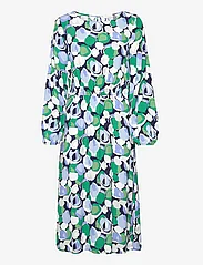 Tom Tailor - dress with smocking detail - midikjoler - green flower design - 0