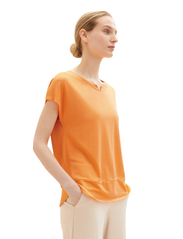 Tom Tailor - T-shirt fabric mix - laveste priser - bright mango orange - 4