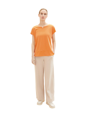 Tom Tailor - T-shirt fabric mix - laveste priser - bright mango orange - 5