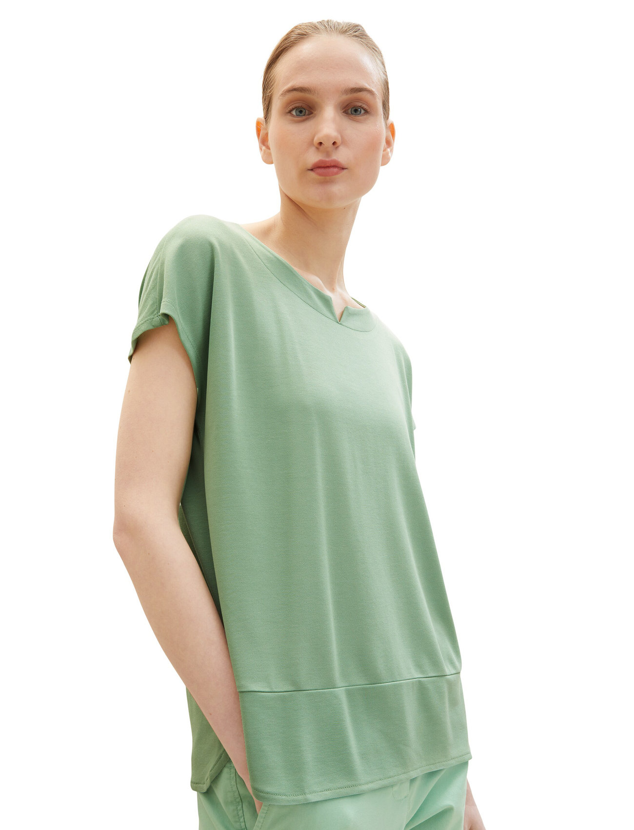 Tom Tailor - T-shirt fabric mix - laveste priser - okra green - 1