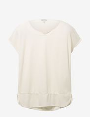 Tom Tailor - T-shirt fabric mix - laveste priser - whisper white - 0