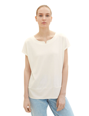 Tom Tailor - T-shirt fabric mix - laveste priser - whisper white - 4