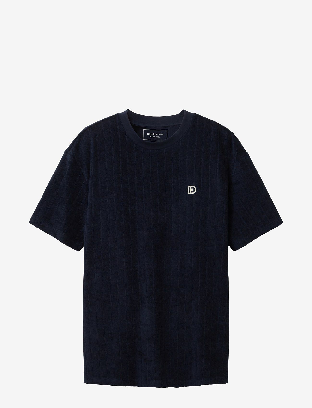 Tom Tailor - relaxed towelling t-shirt - alhaisimmat hinnat - navy stripe towelling jacquard - 0
