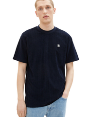 Tom Tailor - relaxed towelling t-shirt - laveste priser - navy stripe towelling jacquard - 1