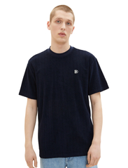 Tom Tailor - relaxed towelling t-shirt - laveste priser - navy stripe towelling jacquard - 4