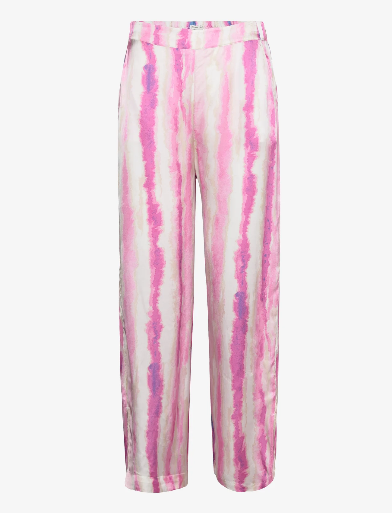 Tom Tailor - pants printed sateen culotte - culotte kelnės - pink tie dye stripe - 0