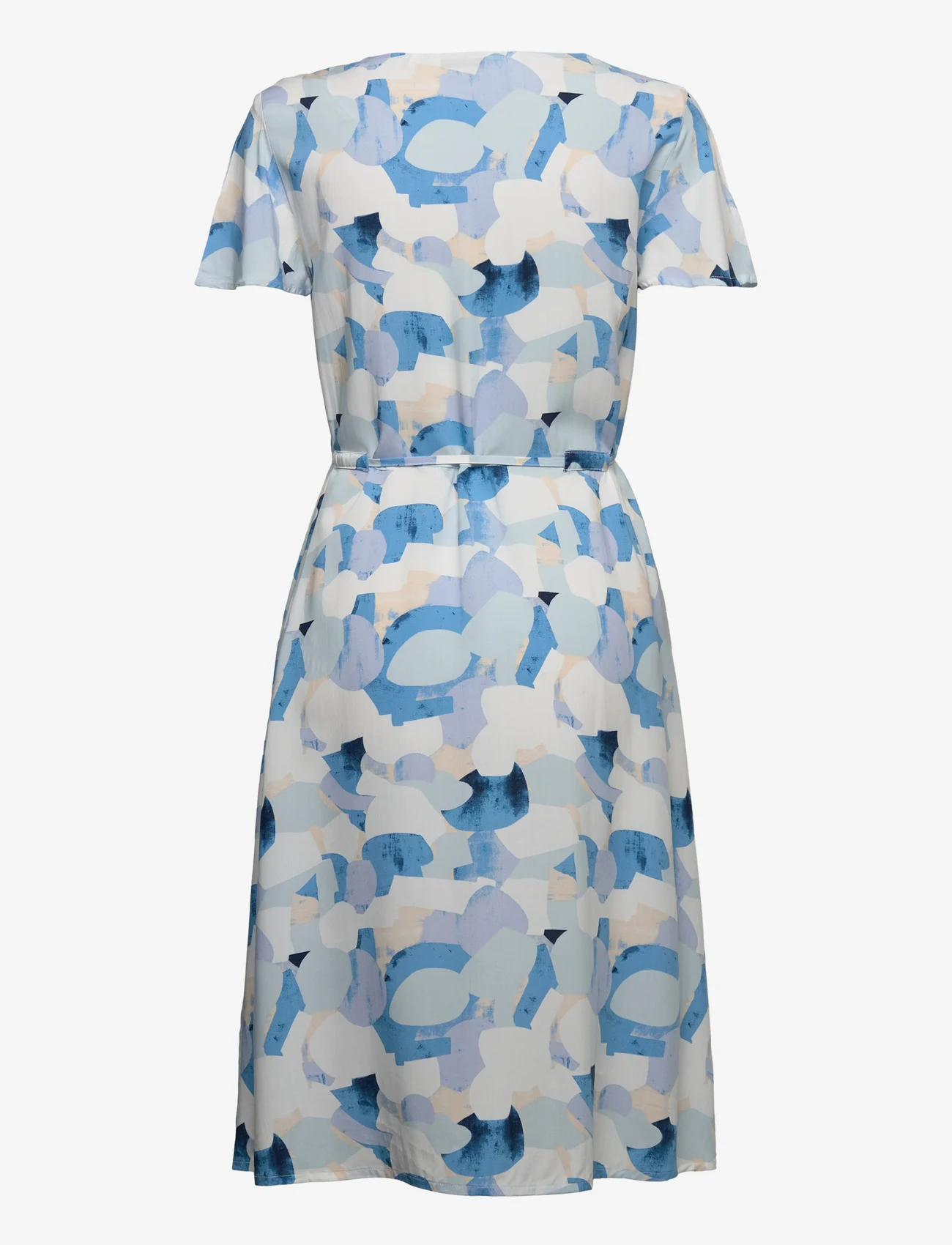 Tom Tailor - printed dress with belt - slå-om-kjoler - blue shapes design - 1