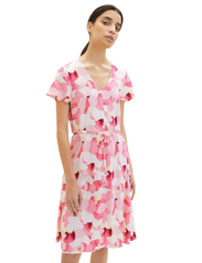 Tom Tailor - printed dress with belt - wrap dresses - pink shapes design - 1