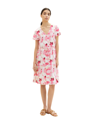 Tom Tailor - printed dress with belt - slå-om-kjoler - pink shapes design - 2