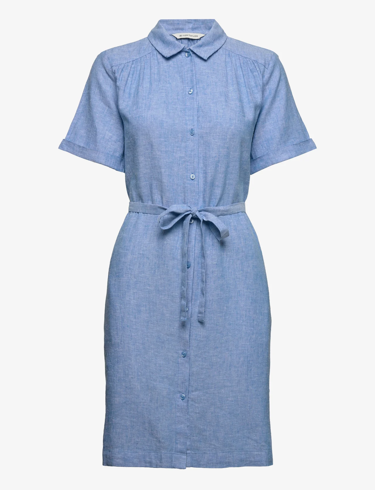 Tom Tailor - chambray linen mix dress - shirt dresses - soft cloud blue - 0